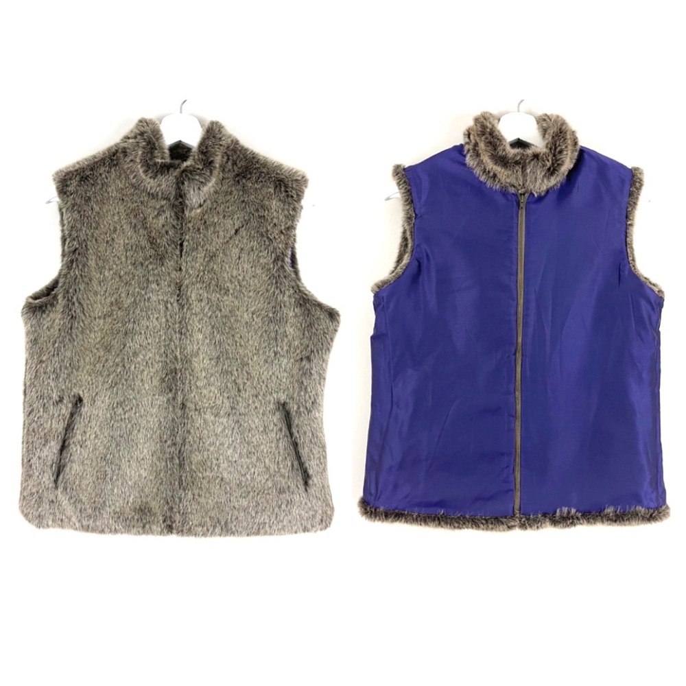 J. McLaughlin Faux Fur Vest Reversible